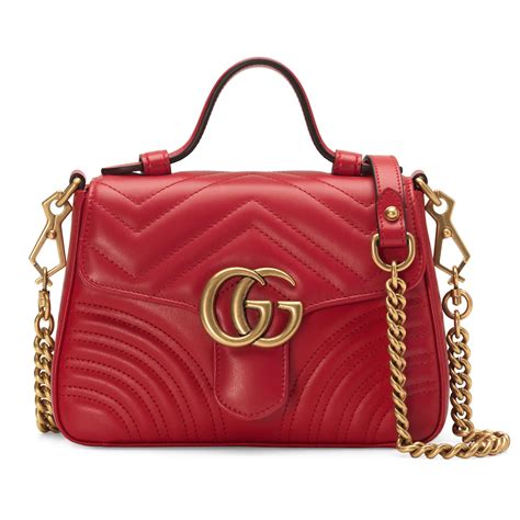 gucci red gg marmont mini top handle bag|Gucci Marmont mini street style.